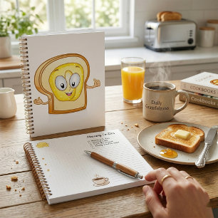 Agenda Tostada Feliz Kawaii Rebanada de Pan con Mantequil