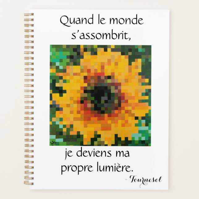 Agenda Tournesol pixelisé lumineux (Anverso)