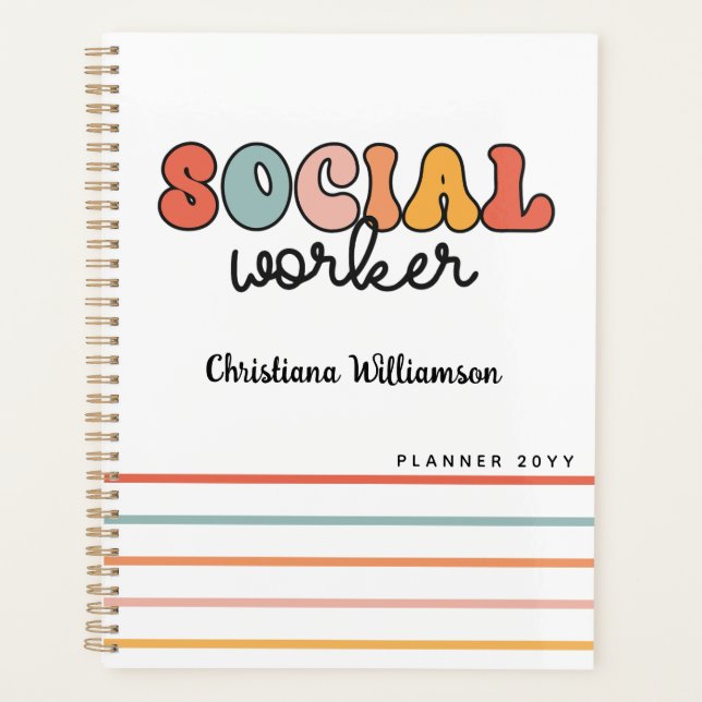 Agenda Trabajador social retro personalizado (Anverso)