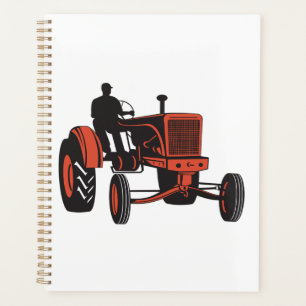 Agenda Tractor Rojo Antiguo Granja Retro Granjero