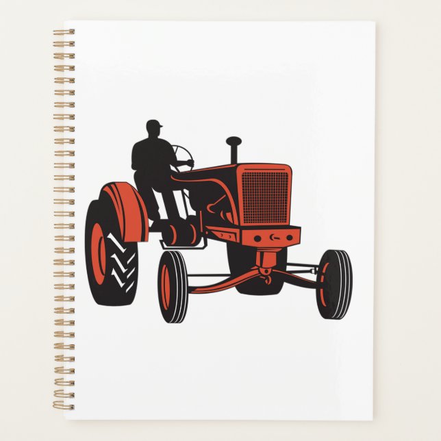 Agenda Tractor Rojo Antiguo Granja Retro Granjero (Anverso)