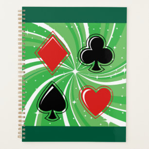 Agenda Trajes de Cartas Retro Vibrantes Rojo y Negro