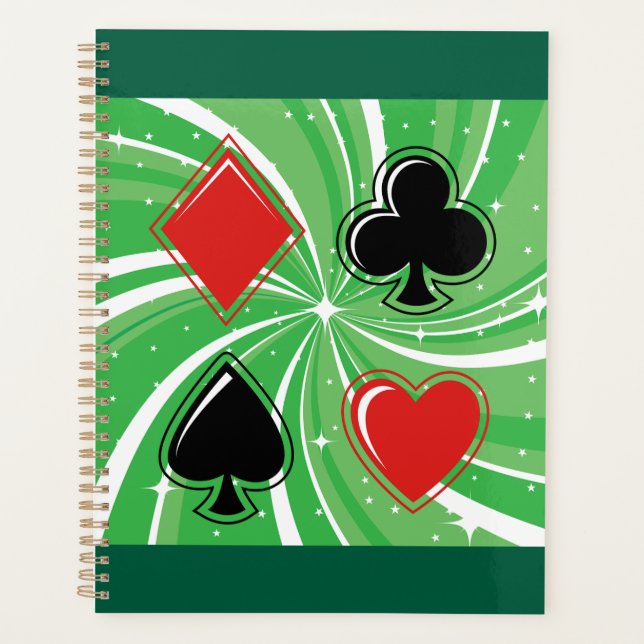 Agenda Trajes de Cartas Retro Vibrantes Rojo y Negro (Anverso)