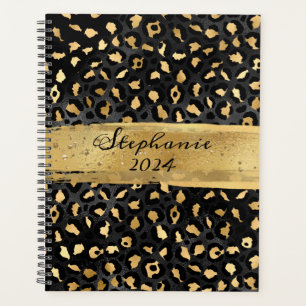 Agenda Trazo de pincel de leopardo de papel de aluminio d