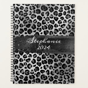 Agenda Trazos de pincel de leopardo de papel de aluminio 