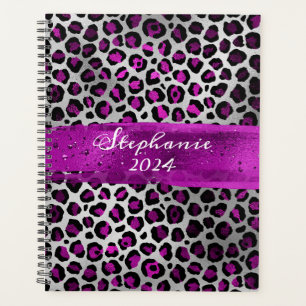 Agenda Trazos de pincel de leopardo de papel de aluminio 
