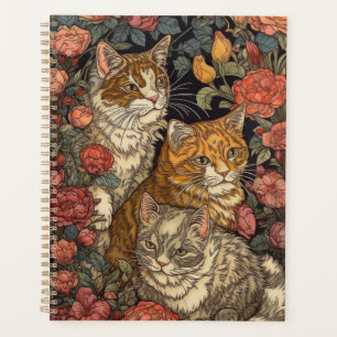 Agenda Tres gatos de estilo Art Nouveau con flores