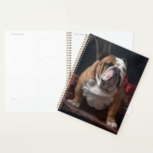 Agenda Trineo Nevado de Bulldog Decoración de Navidad
