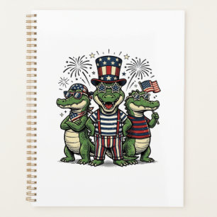 Agenda Trío de caimanes patrióticos camiseta vintage del 
