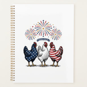 Agenda Trio de pollo patriótico grabado vintage vector De