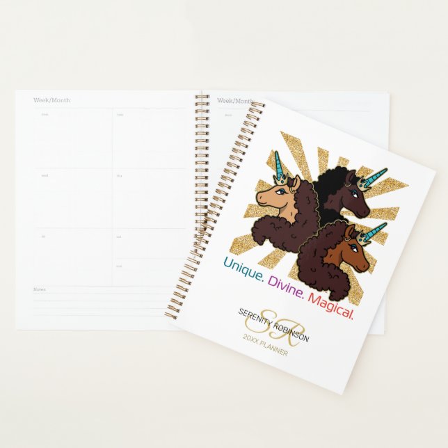 Agenda Trío de Unicornios Afro: Únicos, Divinos y Mágicos (Demostración)