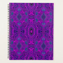 Trippy Retro Magenta y Black Abstract Pattern