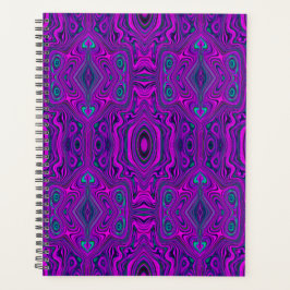 Agenda Trippy Retro Magenta y Black Abstract Pattern