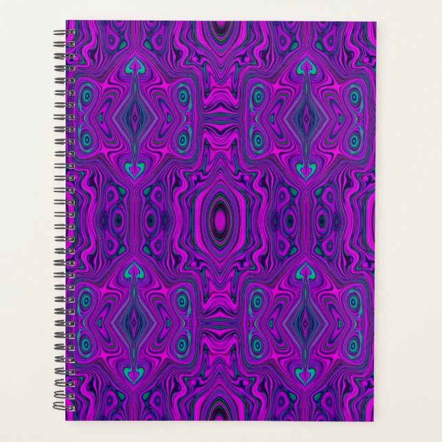 Agenda Trippy Retro Magenta y Black Abstract Pattern (Anverso)