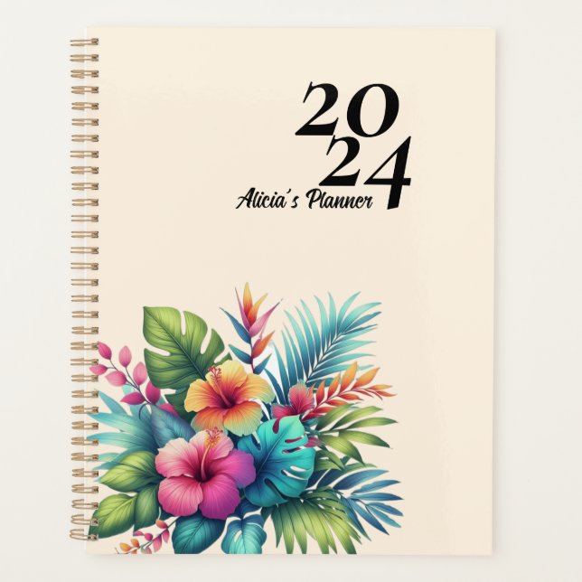Agenda Tropical de flores de Hibiscus personalizado (Anverso)