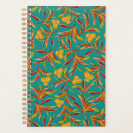 Agenda Tropical Pattern with Red and Yellow Leaves