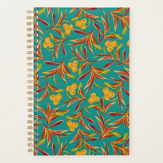 Agenda Tropical Pattern with Red and Yellow Leaves (Anverso)