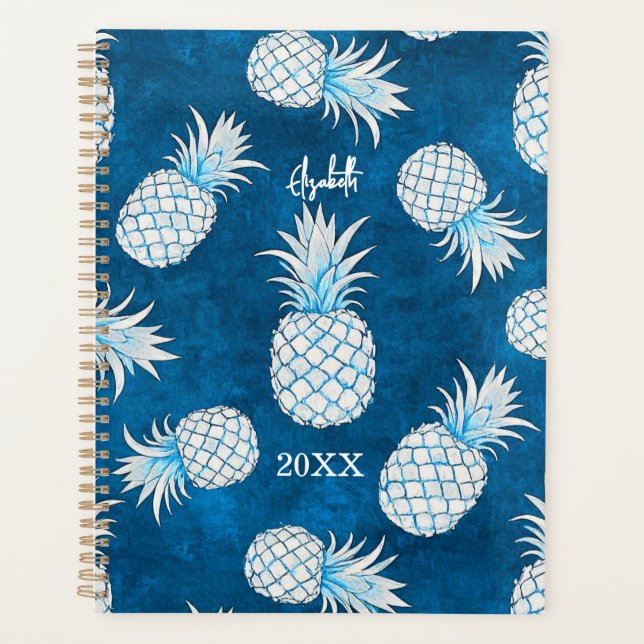 Agenda Tropical Pineapple with Name – Watercolor Style (Anverso)