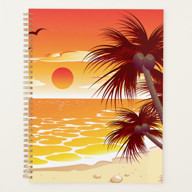 Agenda Tropical Sunset Beach Palm Tree Island (Anverso)