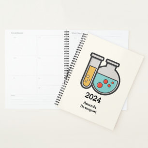 Agenda Tubo de prueba de química y vaso de precipitado