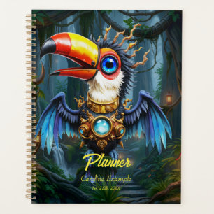 Agenda Tucán steampunk iluminado por la luna.