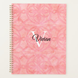 Agenda Tulip Pink Batik Elegant Monograma Nombre
