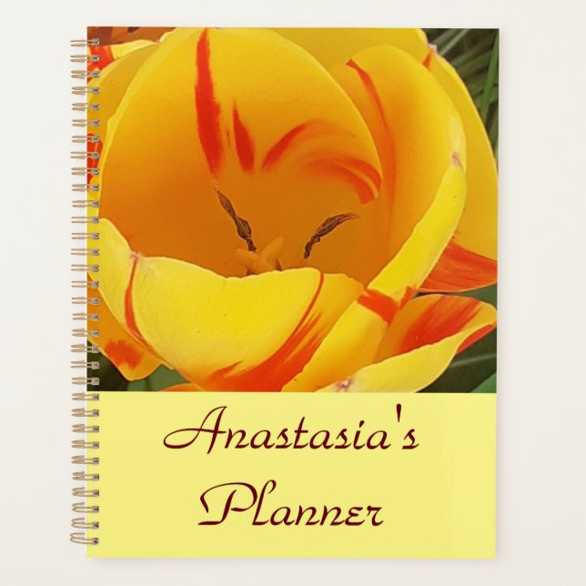 Agenda Tulipán amarillo personalizado (Anverso)