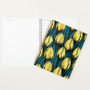Agenda Tulipanes amarillos con hojas azules