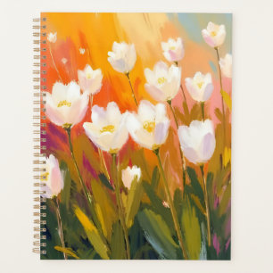 Agenda Tulipanes Blancos Acuarela Campo De Flores Pintura