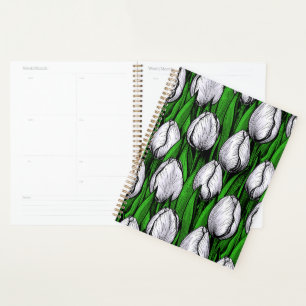 Agenda Tulipanes blancos con hojas verdes