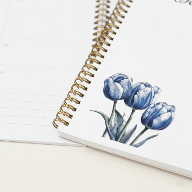Agenda Tulipanes en azul Delft, personalizable  (Subido por el creador)