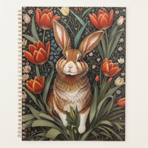 Agenda Tulipanes rojos de conejo marrón William Morris in