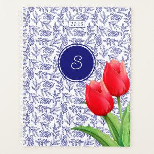 Agenda Tulipanes rojos elegantes Floral de primavera Mono