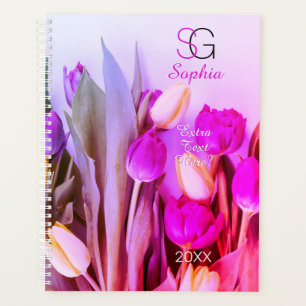 Agenda Tullitos rosados de color amarillo Nombre Monogram