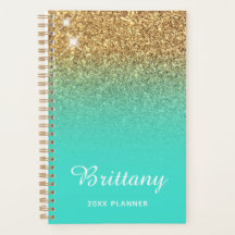 Turquesa Dorado Glitter Ombre Personalizado