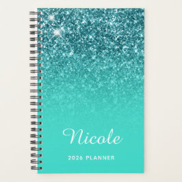 Agenda Turquesa Verde Azul Brillo Ombre Personalizado