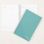 Agenda Turquesa Verde azulada simple y Minimalista person<br><div class="desc">Cuaderno personalizado Minimalista y elegante de color azul turquesa verde azulado con su nombre y año en escritura moderna. Nuestro planificador está aquí para ayudarle a alcanzar sus objetivos. Proporciona una forma de estar organizado y reflexionar sobre tu vida. Con un diseño sencillo y sin fecha, se puede usar este...</div>