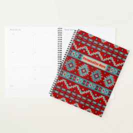 Agenda Turquesa y Rojo Personalizado de las Mesetas del S
