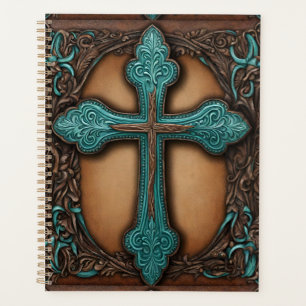 Agenda Turquoise Brown Religiosa Cruz del País Occidental