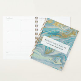 Agenda Turquoise & Gold Agate Geode Marble Swirl