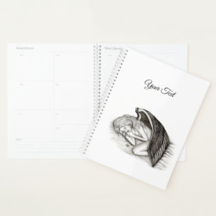 Agenda Un ángel dormido, diseño blanco y negro