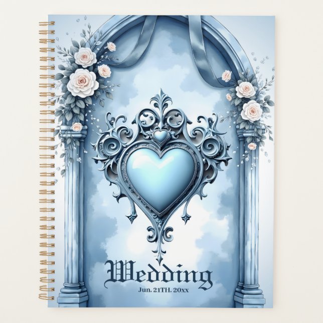 Agenda Un arco azul claro ornamentado con acentos florale (Anverso)