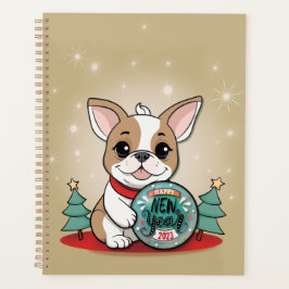 Agenda Un Bulldog francés gracioso Feliz Año Nuevo
