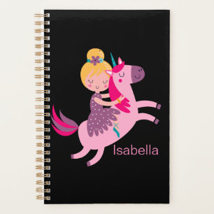 Agenda Un Chica amarillo morado monta en unicornio