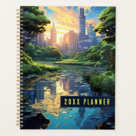 Agenda Un estanque en un parque de la ciudad