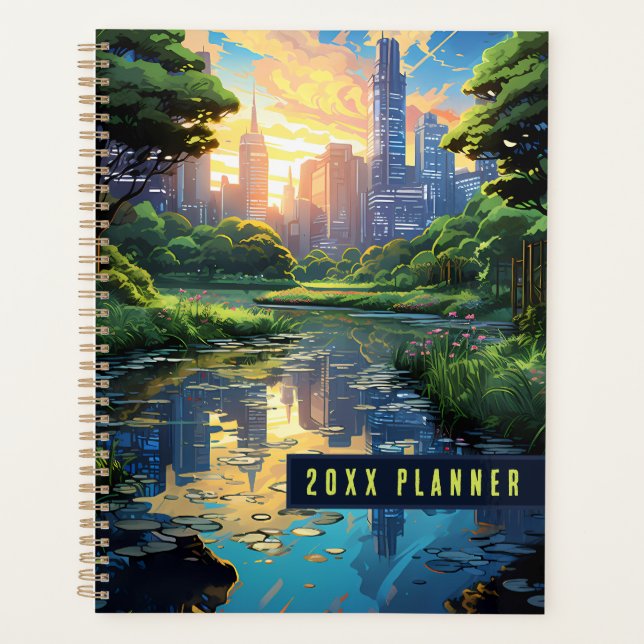 Agenda Un estanque en un parque de la ciudad (Anverso)