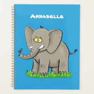 Agenda Un extraño elefante gracioso con un pájaro en el p