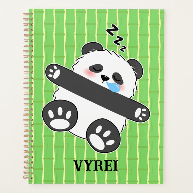 Agenda Un lindo bebé panda durmiendo pacíficamente (Anverso)