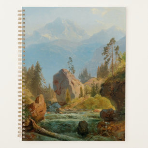 Agenda Un paisaje de montaña con Creek - Albert Zimmerman