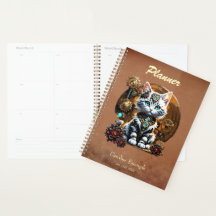 Un pequeño y bonito gatito de estilo steampunk.